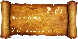 Mravik Csaba névjegykártya